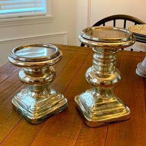 Set of Mercury glass candle holders